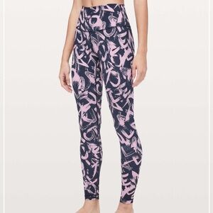 Lululemon Wunder Under High Rise Tight Leggings Graffiti Pop Navy Sz 6